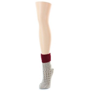 Memoi Women's Box Weave Chunky Knit Thick Cuff Boot Sock - 1 of 2