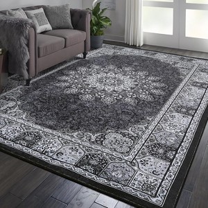 Vintage Neutral Washable Area Rug - Stain-Resistant Non-Slip Large Carpet for Living Room, Dining Room & Home Decor - 1 of 4