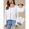 INSPIRE CHIC Women's Casual V Neck Tie Front Lightweight Long Sleeve Mesh Crochet Cropped Cardigan - 2 of 4
