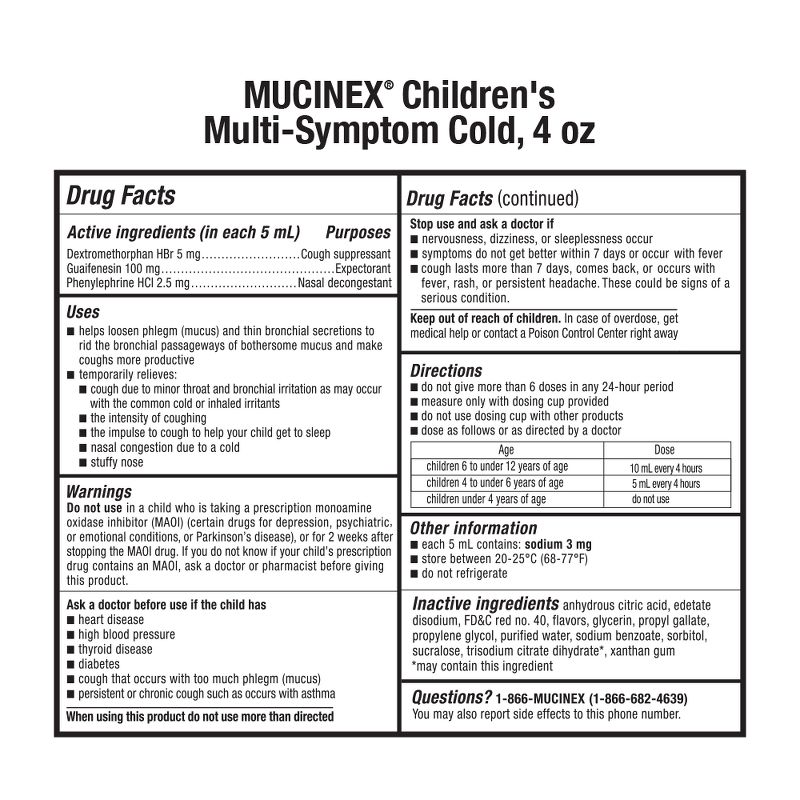 Mucinex Children&#39;s Multi-Symptom Cold Medicine Liquid - Very Berry - 4 fl oz, 3 of 11