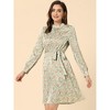 Allegra K Women's Mock Neck Swing Midi Long Sleeve A-line Floral Dress - 2 of 4