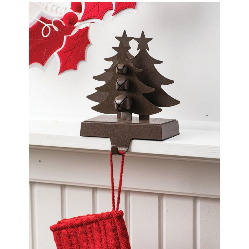 Sullivans Tree with Bell Metal Stocking Holder 7"H Brown, 1 of 2