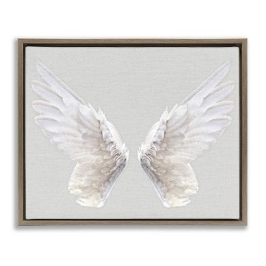 Stupell Industries Angel Wings on Grey Black Framed Floater Canvas Wall Art - 1 of 4