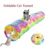 Cat Long Straight Plush Tunnel Toy With Ball,Foldable Scratch-resistant Hideout Tunnel Pet Supplies (Rainbow Wave) - 4 of 4