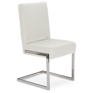Set of 2 Toulan Modern & Contemporary White Faux Leather Upholstered Stainless Steel Dining Chairs - Baxton Studio - 1 of 4