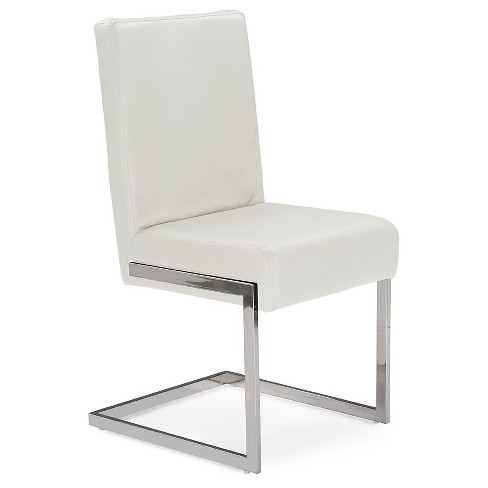 White faux deals leather side chair