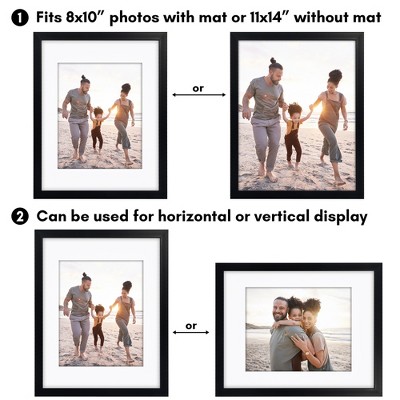 Black 11x14 Gallery-Style Picture Frame with Mat