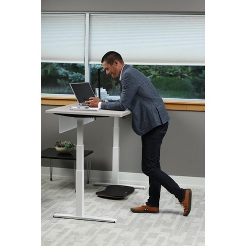 Howard Miller 87201cw28 72 In Adjustable Height Desk With Fashion Grey Classic Top And White Base Target