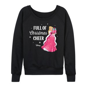 Women's - Disney - Full Of Christmas Cheer Aurora Lightweight French Terry Wide Neck Long Sleeve Shirt - 1 of 4
