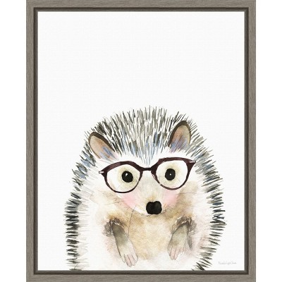 Amanti Art Hedgehog in Glasses by Mercedes Lopez Charro Canvas Wall Art Print Framed 16 x 20-in.