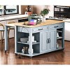 Coolbibila-47''Kitchen Island With Extendable Dining Table, Rubber Wood Veneer Kitchen Table With Internal Storage Rack, Kitchen Island - 3 of 4