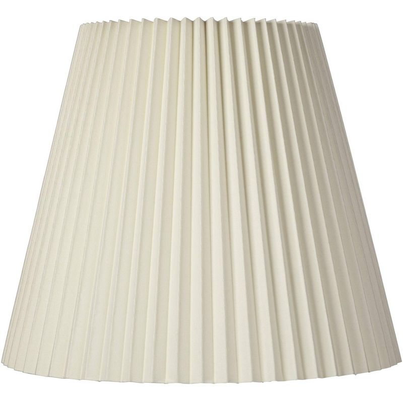 Springcrest 10" Top x 17" Bottom x 14 1/2" High x 14 3/4" Slant Lamp Shade Replacement Large Ivory White Bell Traditional Pleated Spider Harp Finial, 1 of 9