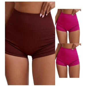 INSPIRE CHIC 3 Packs Women's High Waist Slimming Waist Butt Lifter Control Panties Workout Sport Running Short - 1 of 4