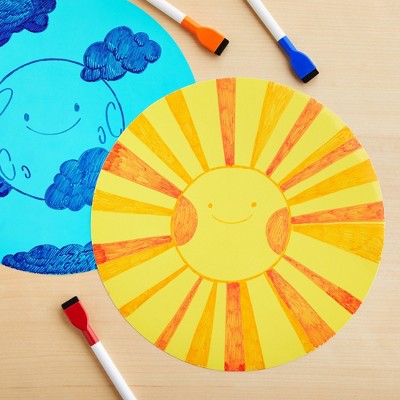 11-inch Multicolor Vinyl Dry Erase Circles for Classroom Tables