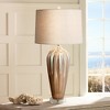 Possini Euro Design Loren Modern Mid Century Table Lamp 28 1/4" Tall Ivory Drip Glaze Ceramic Fabric Drum Shade for Bedroom Living Room Bedside House - 2 of 4