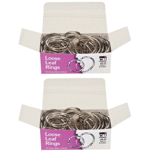 Charles Leonard Loose Leaf Rings with Snap Closure, Nickel Plated, 2 Inch  Diameter, 50 Per Box, 2 Boxes