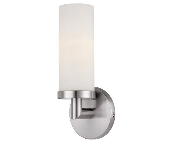 Aqueous 1-Light Wall Sconce with Opal Glass Shade - Brushed Steel