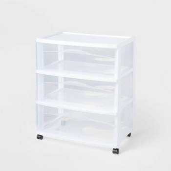 Sterilite Three Drawer Wide Cart with Clear Drawers