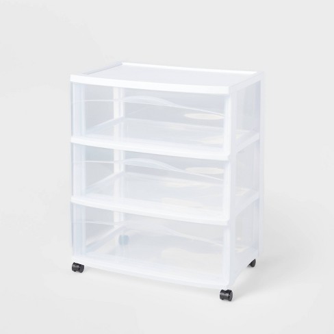 3 Drawer Wide Cart White - Brightroom™ : Target