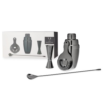 Viski Stainless Steel Bartender Set 4pcs Kit  Drink Mixers For Cocktails  Gift Essentials: Mixing Glass, Hawthorne Strainer And Barspoon, Silver :  Target