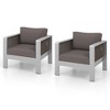 Tangkula 4 Pieces Patio Furniture Set Aluminum w/ Cushions & Tempered Glass Tabletop - 3 of 4
