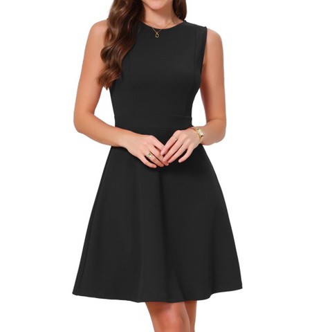 Женские платья INSPIRE CHIC Women Sleeveless Work Elegant Crew Neck A Line Church Business Casual Dress Small Black