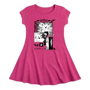 Girls' - Pokémon - Pikachu Manga Fit & Flair Cap Sleeve Dress - 1 of 3