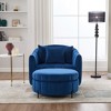 GDFStudio Adam 40.35"W Oversized Velvet Channel Tufted Swivel Chair and Storage Ottoman Sets - 4 of 4