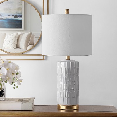 Phoenix White Ceramic 25-inch Table Lamp with Gold Accents