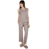 Memoi Women's Relaxed Fit 100% Cotton Slub Knit Pants and T-Shirt Set Dark Teal XS - 2 of 4