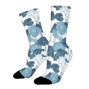 Lotus Leaves Women Printed Crew Socks Funny Funky Socks Soft Polyester Novelty Gifts for Artists Men - 1 of 1