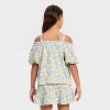 Girls' Off the Shoulder Citrus Floral Printed Top - Cat & Jack™ Lemon Yellow - 2 of 3