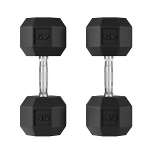ODK PVC Encased HEX Dumbbell Set of 2, Exercises & Fitness Free Weights Dumbbells Set for Women & Men, Hand Weight for Strength Training, Black - 1 of 4