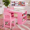 Garvee Kids Art Table and 2 Chairs, Craft Table with Large Storage Shelves,Wooden Drawing Desk Activity & Crafts for Kids - 3 of 4