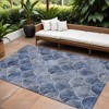 Denim Blue And Gray Abstract Washable Indoor Outdoor Area Rug - 2 of 4