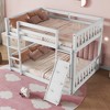 Whisen Twin Over Twin Floor Bunk Bed, Playhouse Floor Bunk Bed with Climbing Ramp, Ladder and Safety Guardrails - 3 of 4
