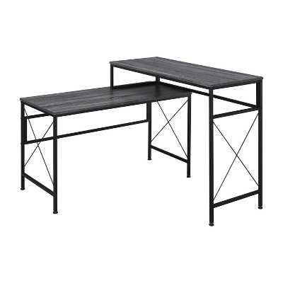 Demmings L-Shaped Desk with USB Ports Distressed Gray - HOMES: Inside + Out