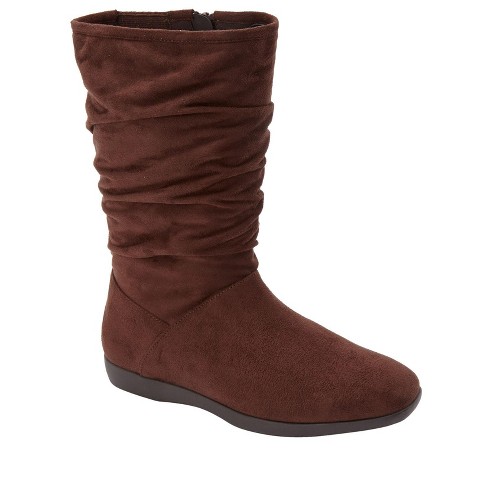 Wide calf slouch suede 2024 boots