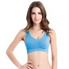 NPolar"3-Pack Seamless Wire-Free Sports Bras for Women - Light Support Tank Tops for Workout & Yoga"Light Pink Light Blue&Nude - 3 of 4
