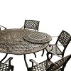 7pc Outdoor Dining Set with Ornate Traditional & Modern Contemporary Mesh Lattice Aluminum 59" Round Table - Bronze - Oakland Living - 2 of 4