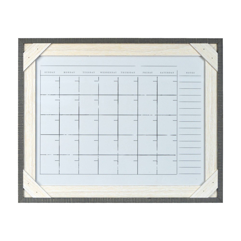 Photos - Planner 16" x 20" Framed Reclaimed Crosshatch Dry Erase Wall Calendar Gray/White 