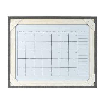 16" x 20" Framed Reclaimed Crosshatch Dry Erase Wall Calendar Gray/White - Prinz