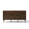 LuxenHome Dark Oak Manufactured Wood with Basket Weave 3-Door and 2-Sliding Door Sideboard Cabinet - 3 of 4