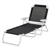Resenkos Folding Lounge Chair, Portable Outdoor Chaise Lounge, Sun Tanning Chair With 4-Position Reclining Back, Armrests,  Black - 2 of 4