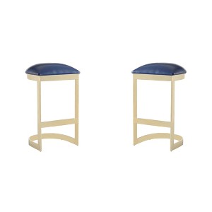 Set of 2 Aura Upholstered Stainless Steel Barstools - Manhattan Comfort - 1 of 4