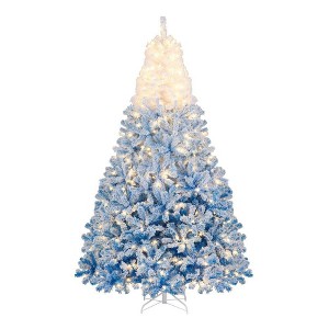 Resenkos 8-Ft Artificial Christmas Tree with Warm White LEDs and 8 Modes - White/Blue - 1 of 4