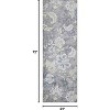2'x6' Ft Washable Vintage Farmhouse Runner Rug, Non-Slip Soft Floral Rug for Hallway, Kitchen, Laundry & Bathroom, Grey - 2 of 4