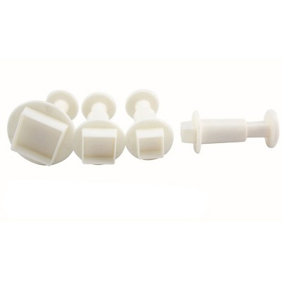 O'Creme Square Plastic Plunger Cutters, 4 Different Sizes, 1 Each