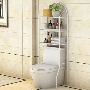 Costway 3 Shelf Over The Toilet Bathroom Space Saver Towel Storage Rack Organizer White - 1 of 4