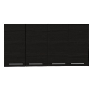 HomeRoots 47" Black Wood Wall Mounted Accent Cabinet With Four Doors - 1 of 4